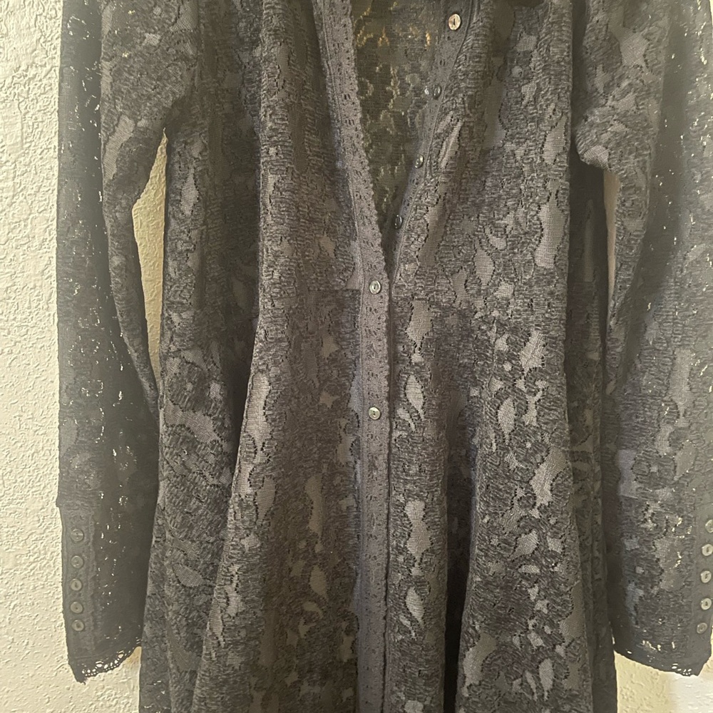 Free People Black Lace Top